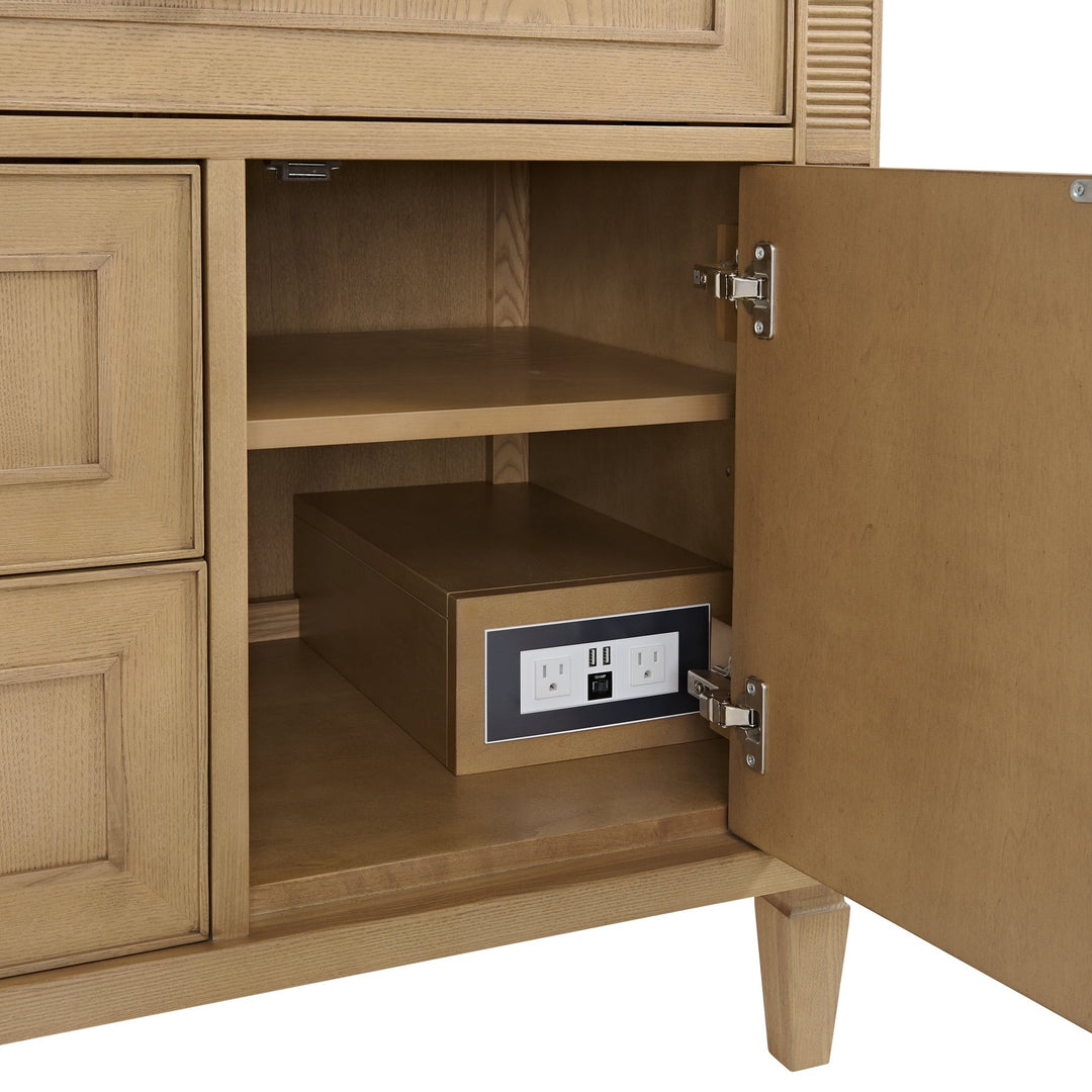 Lorelai 36" Single Vanity, Light Natural Oak w/ 3 CM Victorian Silver Silestone Top