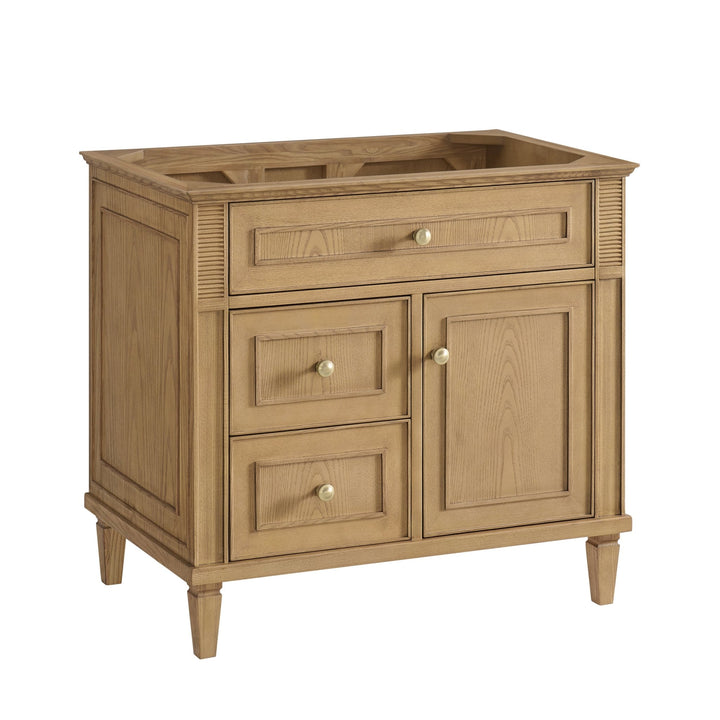 Lorelai 36" Single Vanity, Light Natural Oak w/ 3 CM White Zeus Silestone Top
