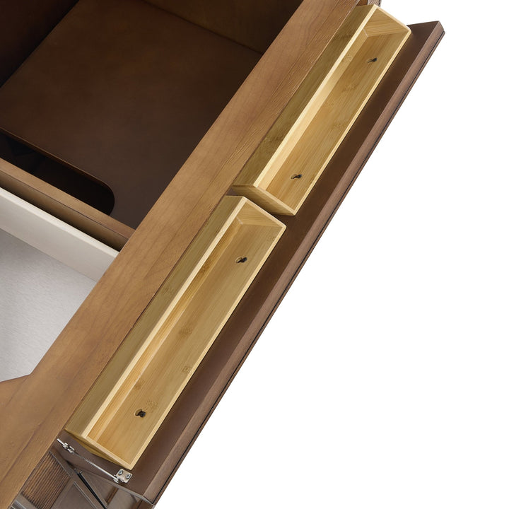 Lorelai 36" Single Vanity, Mid-Century Walnut w/ 3 CM Arctic Fall Solid Surface Top