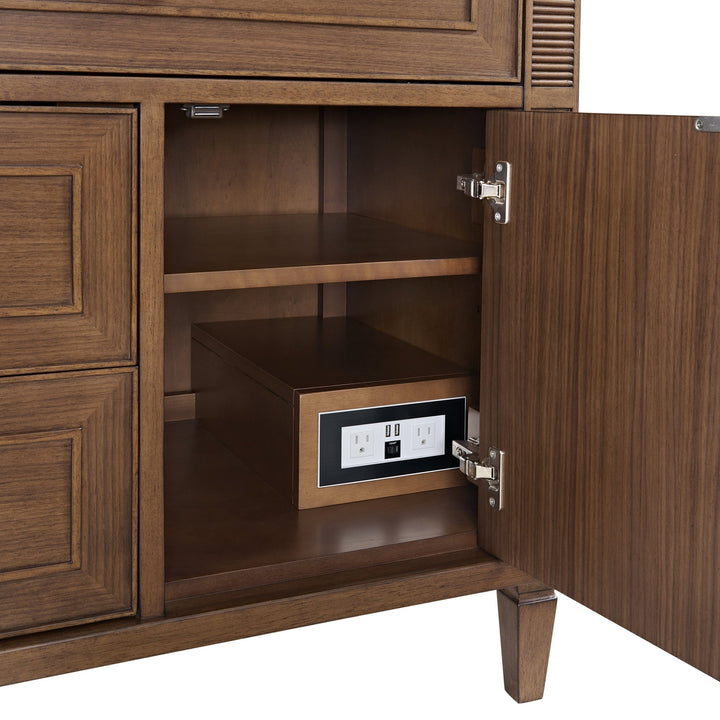 Lorelai 36" Single Vanity, Mid-Century Walnut w/ 3 CM Carrara White Marble Top