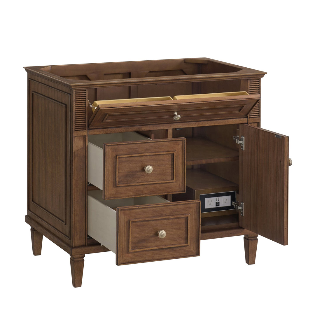 Lorelai 36" Single Vanity, Mid-Century Walnut w/ 3 CM Carrara White Marble Top