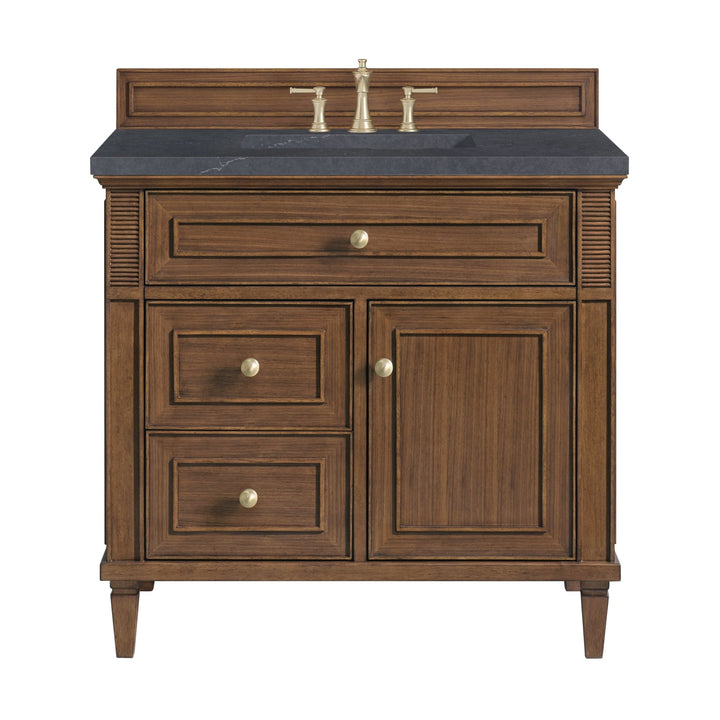 Lorelai 36" Single Vanity, Mid-Century Walnut w/ 3 CM Charcoal Soapstone Silestone Top
