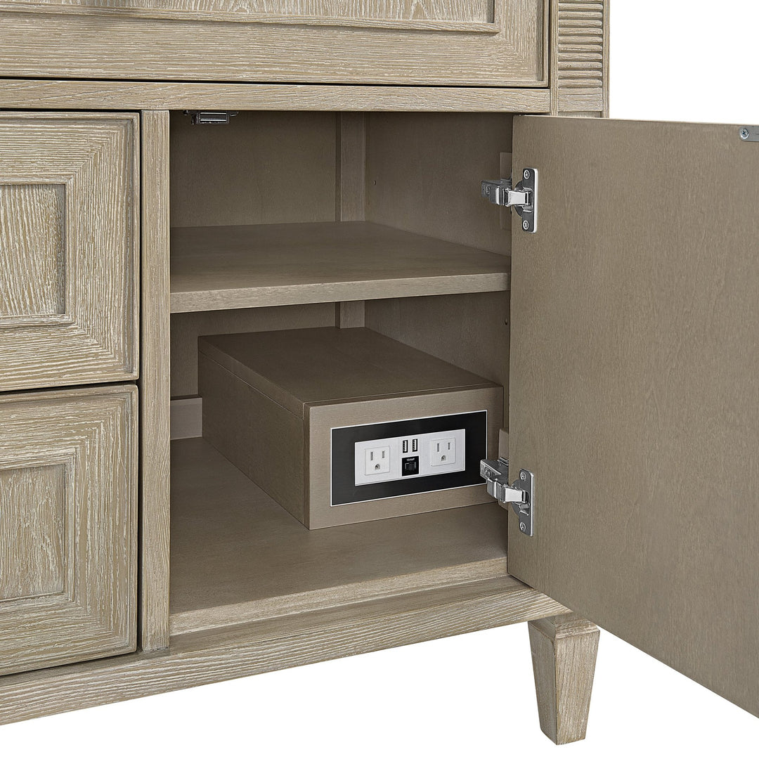 Lorelai 36" Single Vanity, Whitewashed Oak w/ 3 CM Eternal Jasmine Pearl Silestone Top