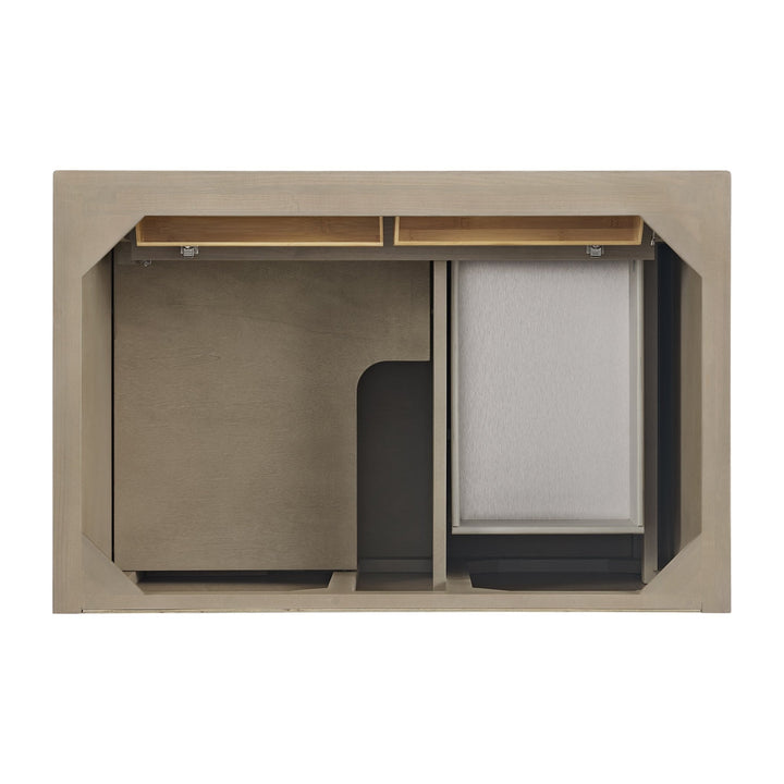 Lorelai 36" Single Vanity, Whitewashed Oak w/ 3 CM Eternal Jasmine Pearl Silestone Top