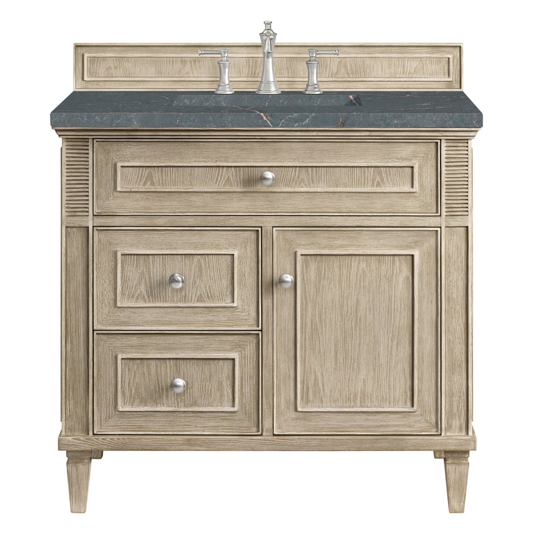 Lorelai 36" Single Vanity, Whitewashed Oak w/ 3 CM Parisien Bleu Silestone Top