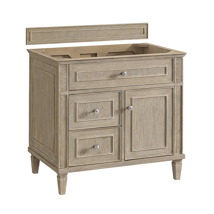 Lorelai 36" Single Vanity, Whitewashed Oak w/ 3 CM Parisien Bleu Silestone Top