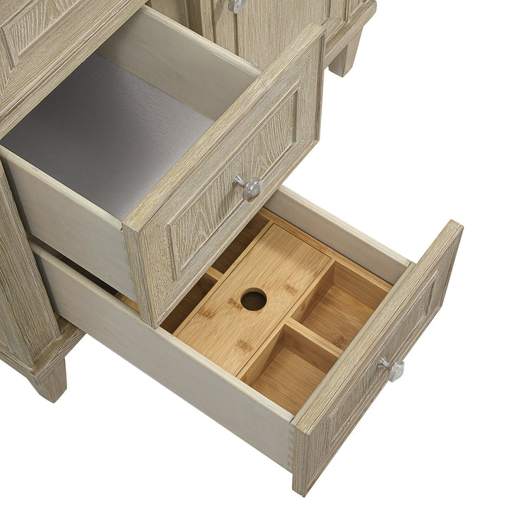 Lorelai 36" Single Vanity, Whitewashed Oak w/ 3 CM Victorian Silver Silestone Top