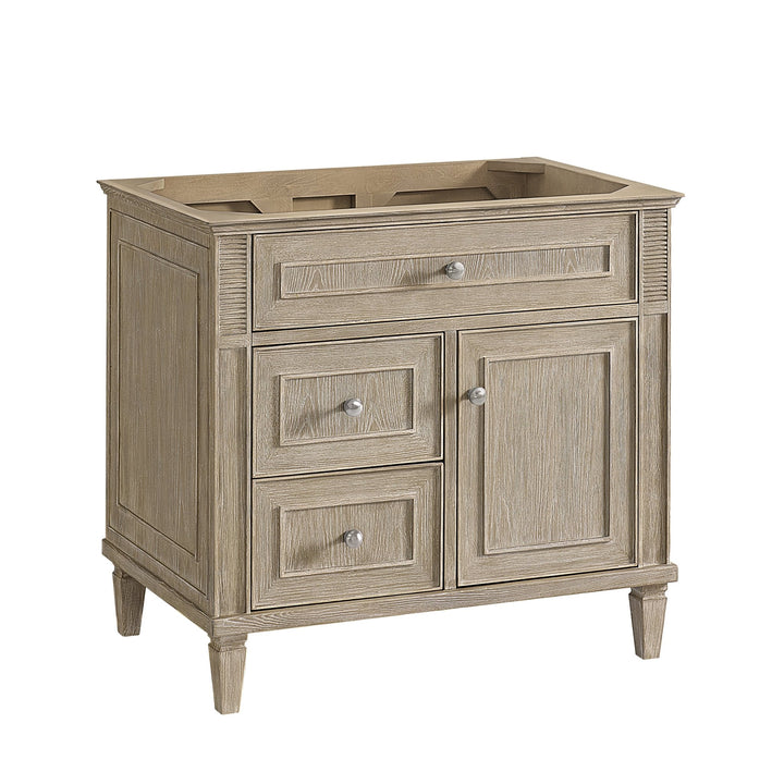 Lorelai 36" Single Vanity, Whitewashed Oak w/ 3 CM White Zeus Silestone Top