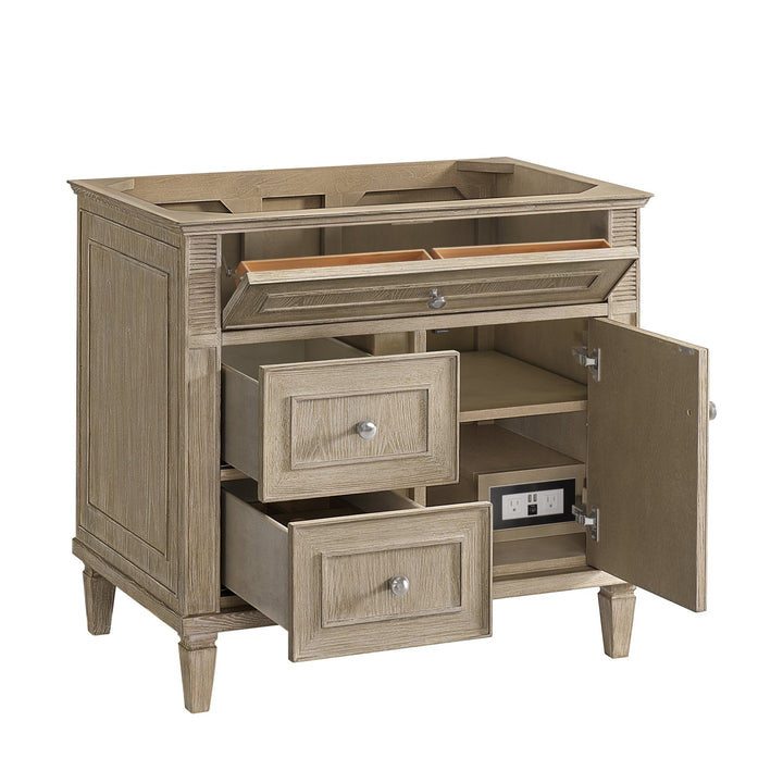 Lorelai 36" Single Vanity, Whitewashed Oak w/ 3 CM White Zeus Silestone Top