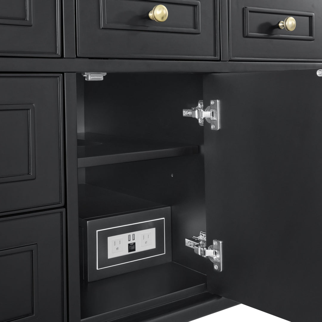 Lorelai 48" Single Vanity, Black Onyx w/ 3 CM Arctic Fall Solid Surface Top