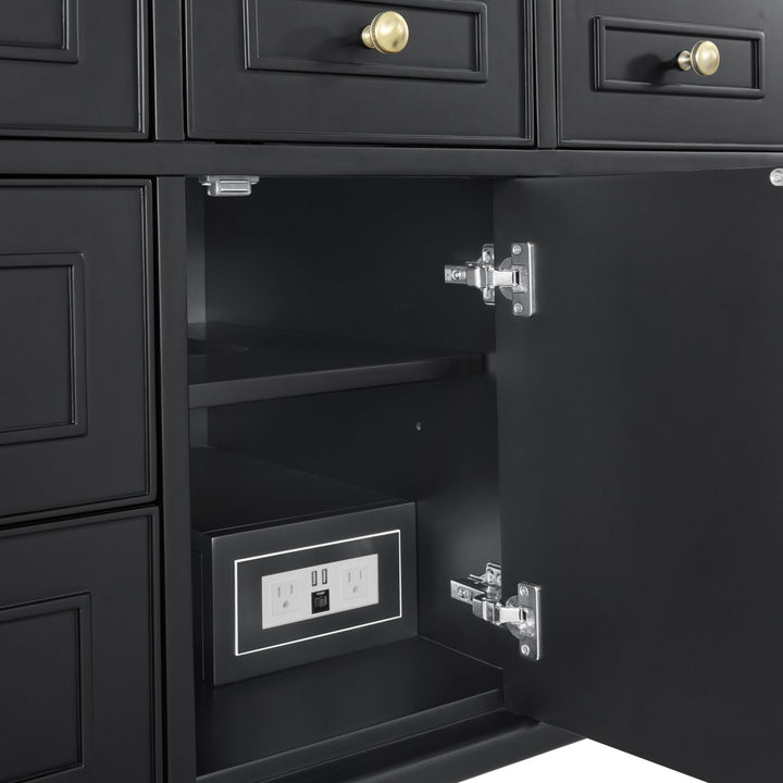 Lorelai 48" Single Vanity, Black Onyx w/ 3 CM Carrara White Marble Top