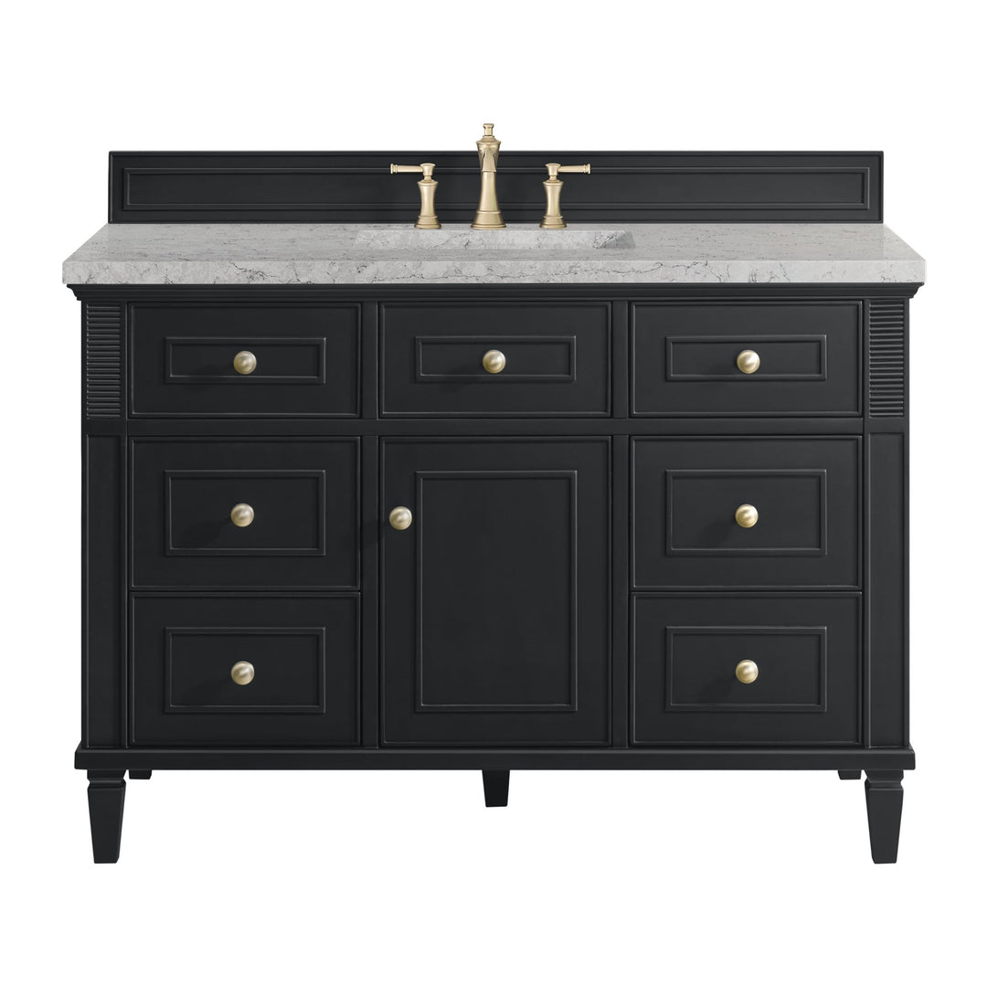 Lorelai 48" Single Vanity, Black Onyx w/ 3 CM Eternal Jasmine Pearl Silestone Top