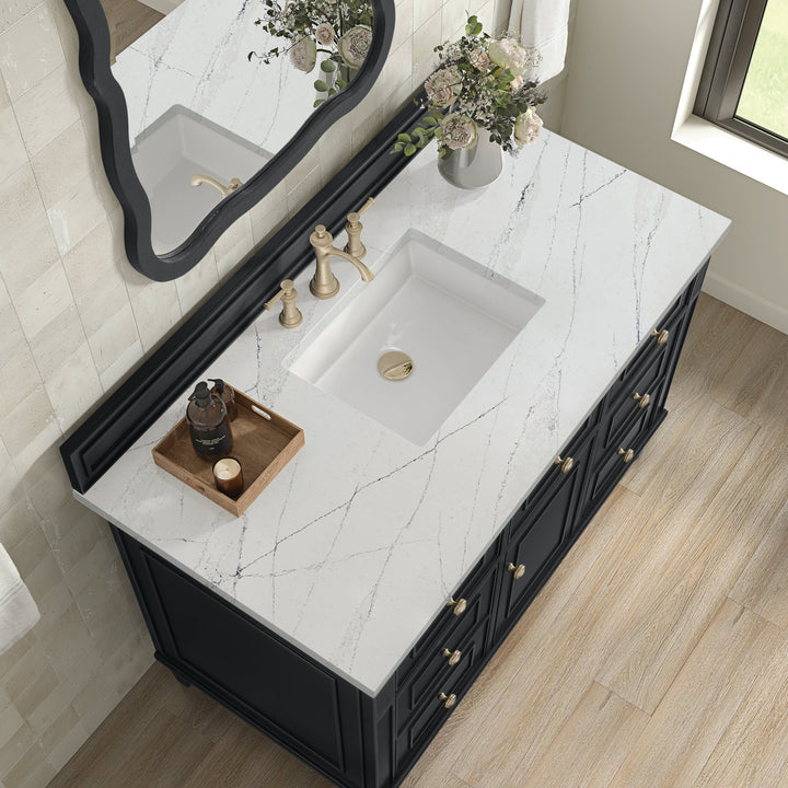 Lorelai 48" Single Vanity, Black Onyx w/ 3 CM Ethereal Noctis Silestone Top w/FreePower Wireless Charger