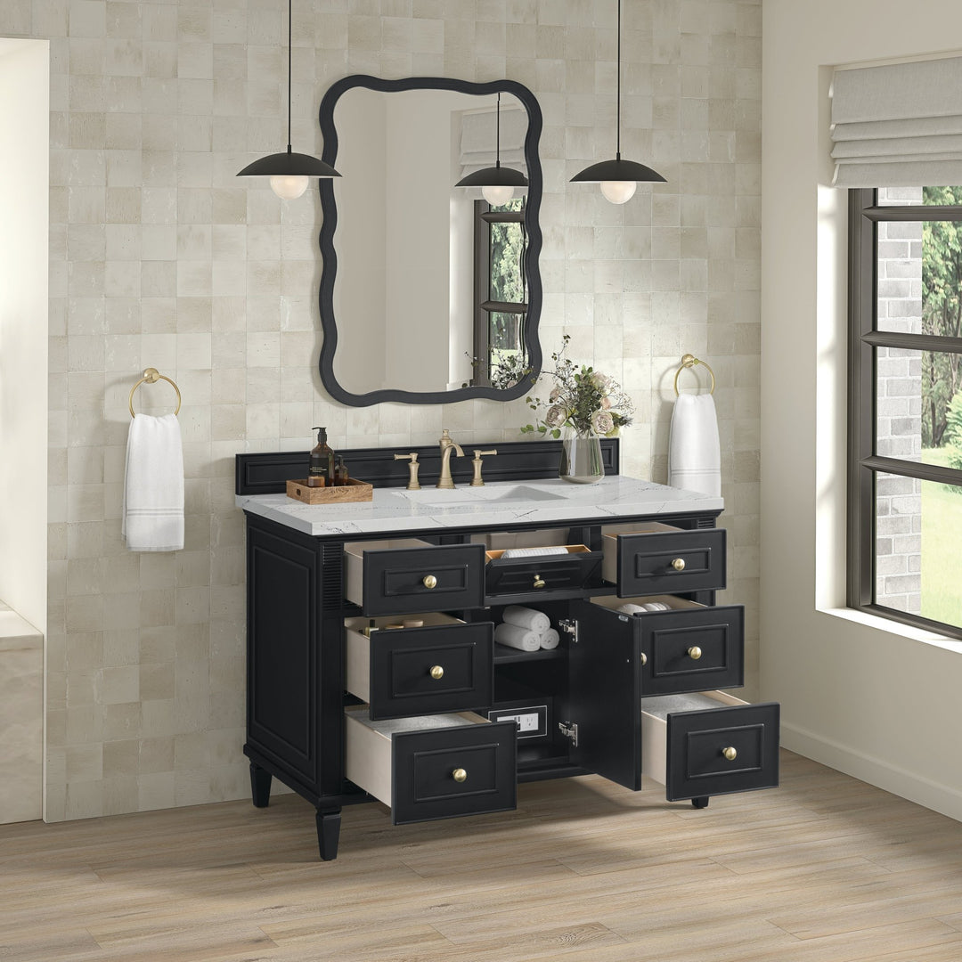 Lorelai 48" Single Vanity, Black Onyx w/ 3 CM Ethereal Noctis Silestone Top w/FreePower Wireless Charger
