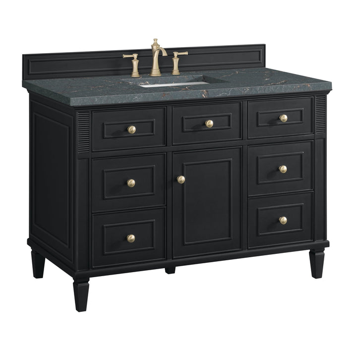 Lorelai 48" Single Vanity, Black Onyx w/ 3 CM Parisien Bleu Silestone Top w/FreePower Wireless Charger