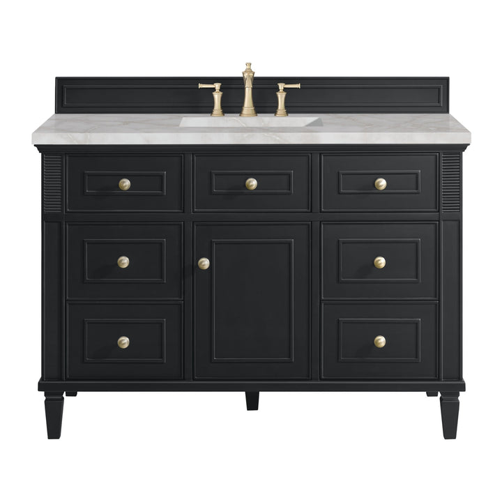 Lorelai 48" Single Vanity, Black Onyx w/ 3 CM Victorian Silver Silestone Top