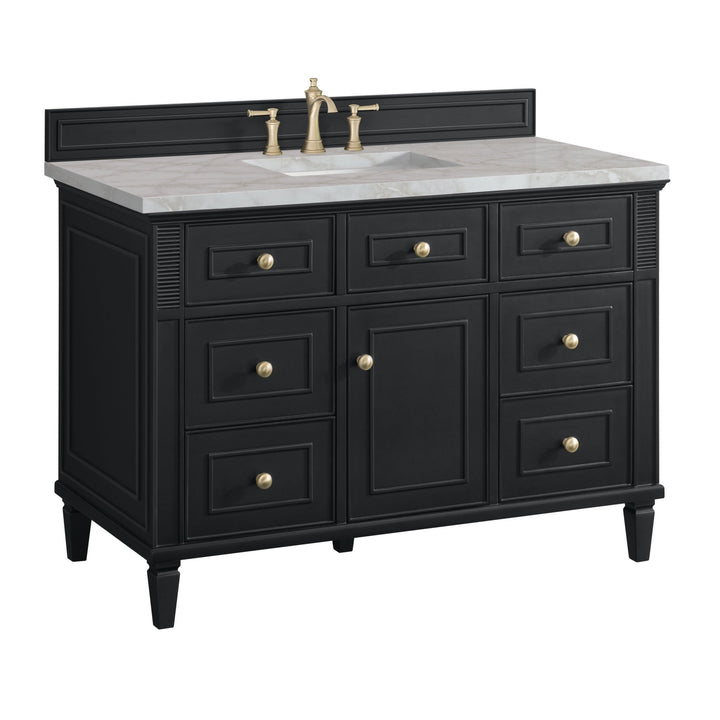Lorelai 48" Single Vanity, Black Onyx w/ 3 CM Victorian Silver Silestone Top