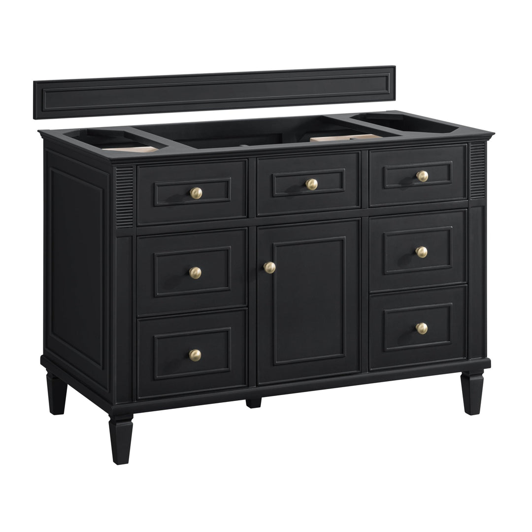 Lorelai 48" Single Vanity, Black Onyx w/ 3 CM Victorian Silver Silestone Top