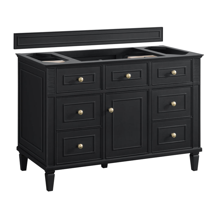 Lorelai 48" Single Vanity, Black Onyx w/ 3 CM Victorian Silver Silestone Top w/FreePower Wireless Charger