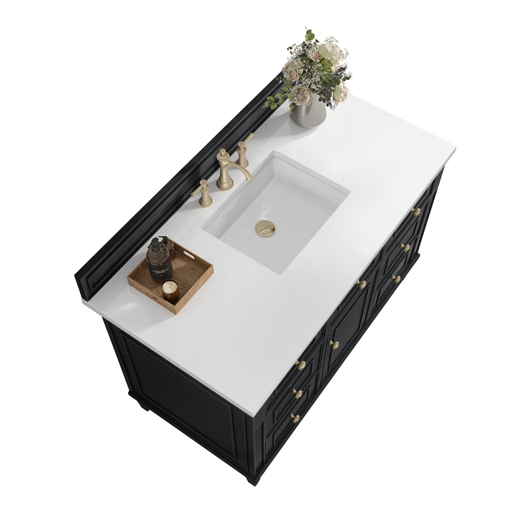 Lorelai 48" Single Vanity, Black Onyx w/ 3 CM White Zeus Silestone Top