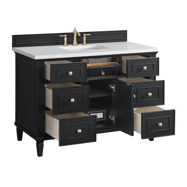 Lorelai 48" Single Vanity, Black Onyx w/ 3 CM White Zeus Silestone Top