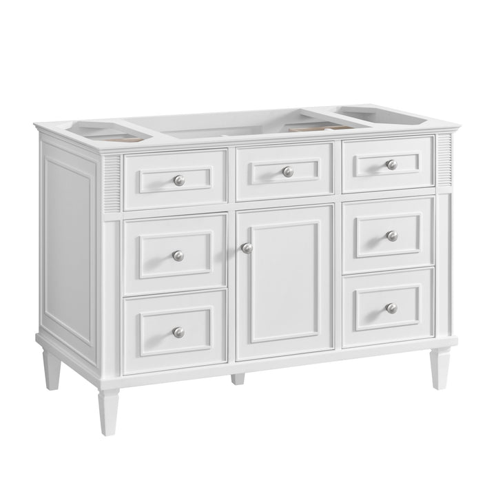 Lorelai 48" Single Vanity, Bright White w/ 3 CM Charcoal Soapstone Silestone Top