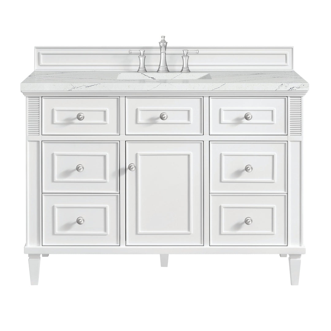 Lorelai 48" Single Vanity, Bright White w/ 3 CM Ethereal Noctis Silestone Top