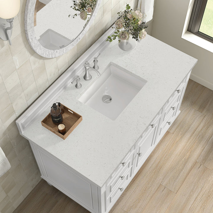 Lorelai 48" Single Vanity, Bright White w/ 3 CM Lime Delight Silestone Top
