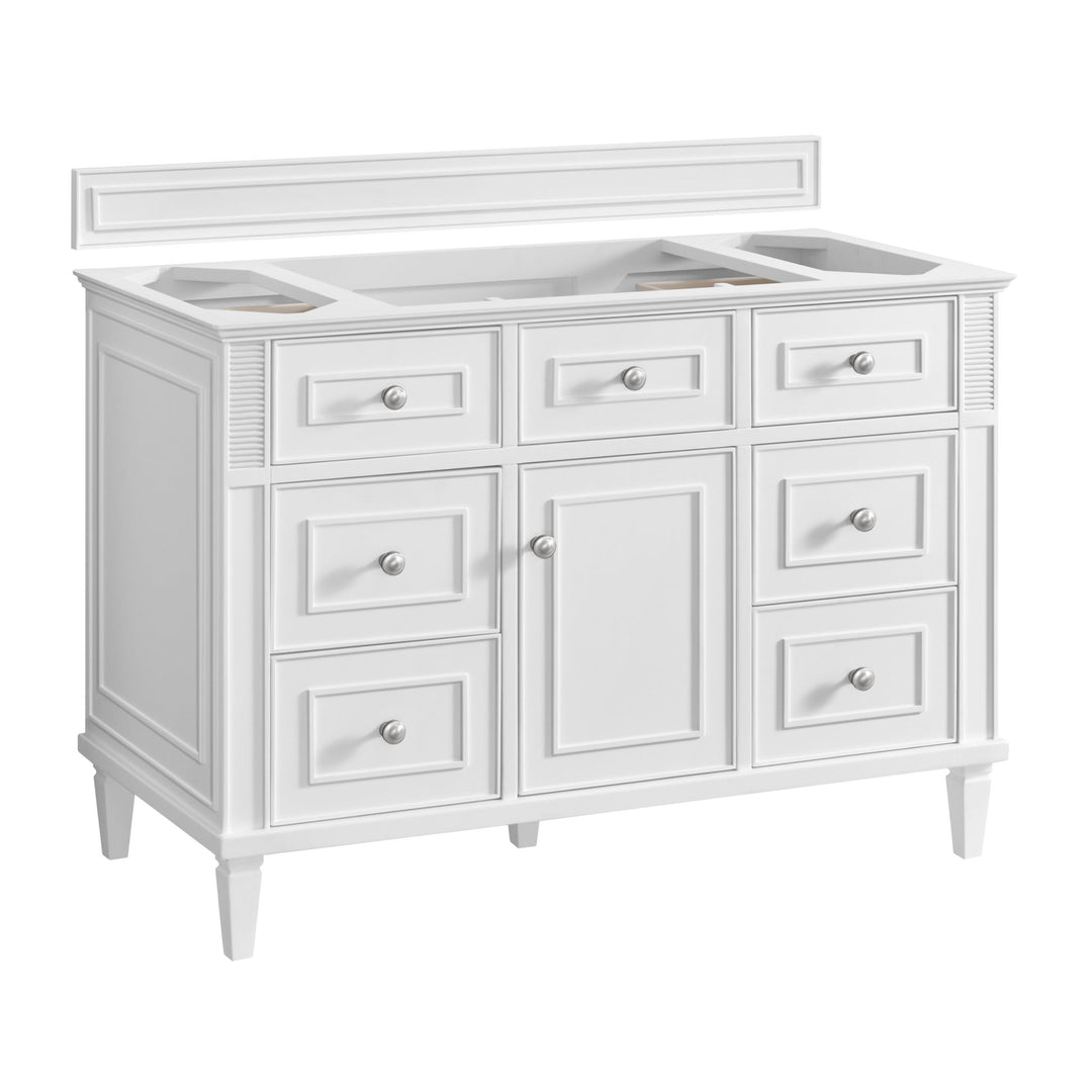 Lorelai 48" Single Vanity, Bright White w/ 3 CM Victorian Silver Silestone Top