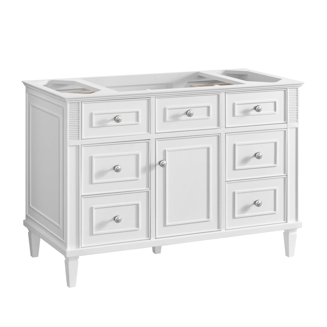 Lorelai 48" Single Vanity, Bright White w/ 3 CM Victorian Silver Silestone Top
