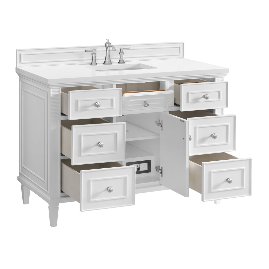 Lorelai 48" Single Vanity, Bright White w/ 3 CM White Zeus Silestone Top