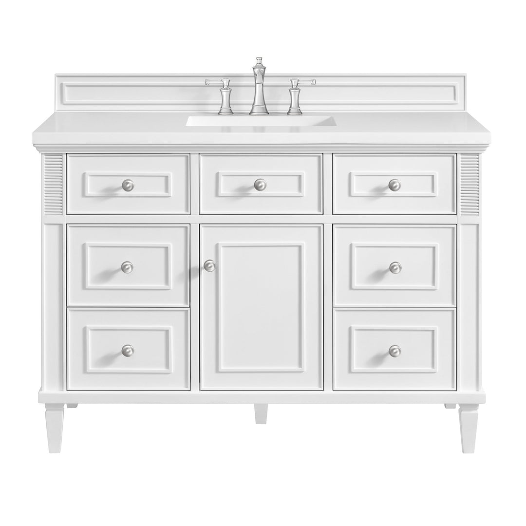 Lorelai 48" Single Vanity, Bright White w/ 3 CM White Zeus Silestone Top