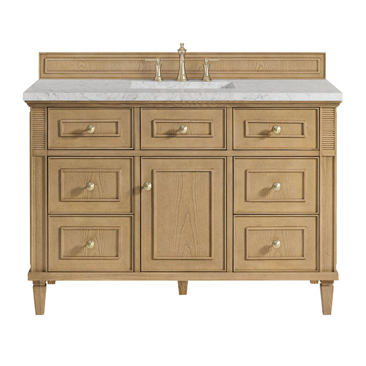 Lorelai 48" Single Vanity, Light Natural Oak w/ 3 CM Eternal Jasmine Pearl Silestone Top w/FreePower Wireless Charger