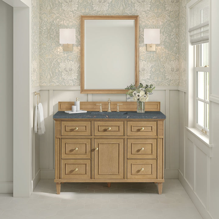 Lorelai 48" Single Vanity, Light Natural Oak w/ 3 CM Parisien Bleu Silestone Top w/FreePower Wireless Charger