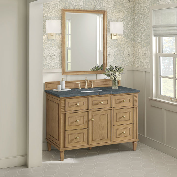 Lorelai 48" Single Vanity, Light Natural Oak w/ 3 CM Parisien Bleu Silestone Top w/FreePower Wireless Charger