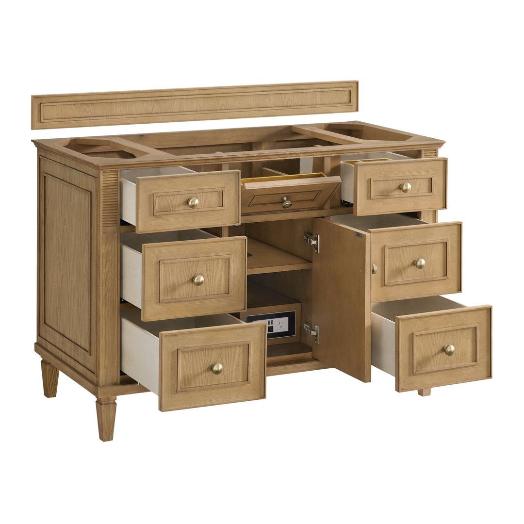 Lorelai 48" Single Vanity, Light Natural Oak w/ 3 CM Parisien Bleu Silestone Top w/FreePower Wireless Charger