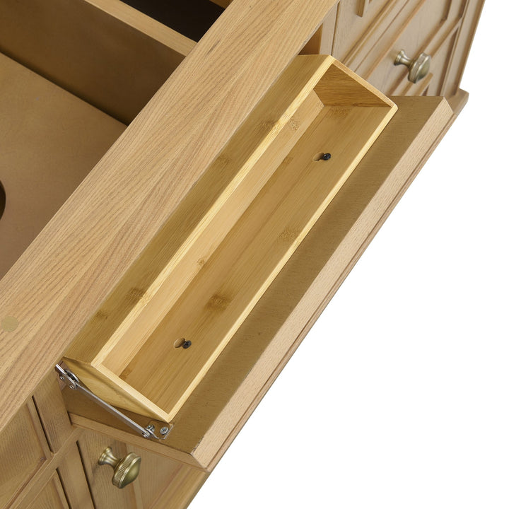 Lorelai 48" Single Vanity, Light Natural Oak w/ 3 CM White Zeus Silestone Top
