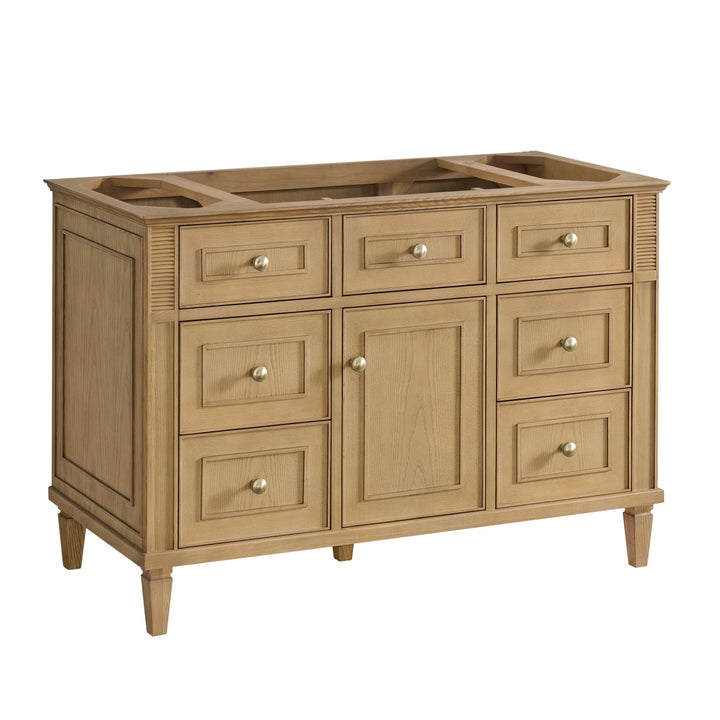 Lorelai 48" Single Vanity, Light Natural Oak w/ 3 CM White Zeus Silestone Top