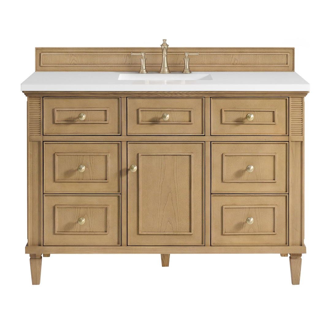 Lorelai 48" Single Vanity, Light Natural Oak w/ 3 CM White Zeus Silestone Top