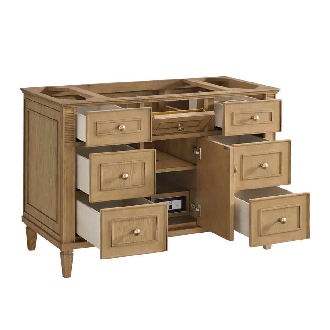Lorelai 48" Single Vanity, Light Natural Oak w/ 3 CM White Zeus Silestone Top
