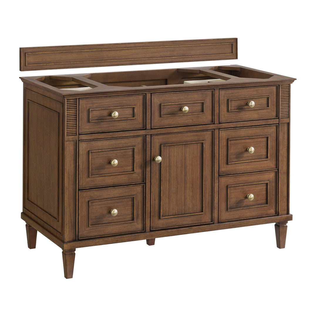 Lorelai 48" Single Vanity, Mid-Century Walnut w/ 3 CM Arctic Fall Solid Surface Top