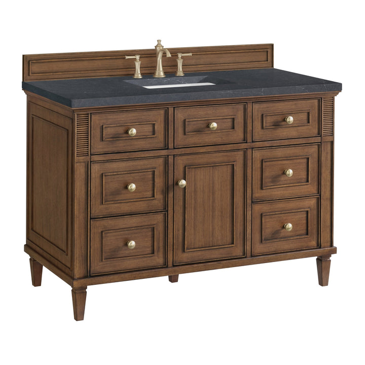 Lorelai 48" Single Vanity, Mid-Century Walnut w/ 3 CM Charcoal Soapstone Silestone Top