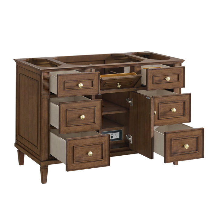Lorelai 48" Single Vanity, Mid-Century Walnut w/ 3 CM Charcoal Soapstone Silestone Top