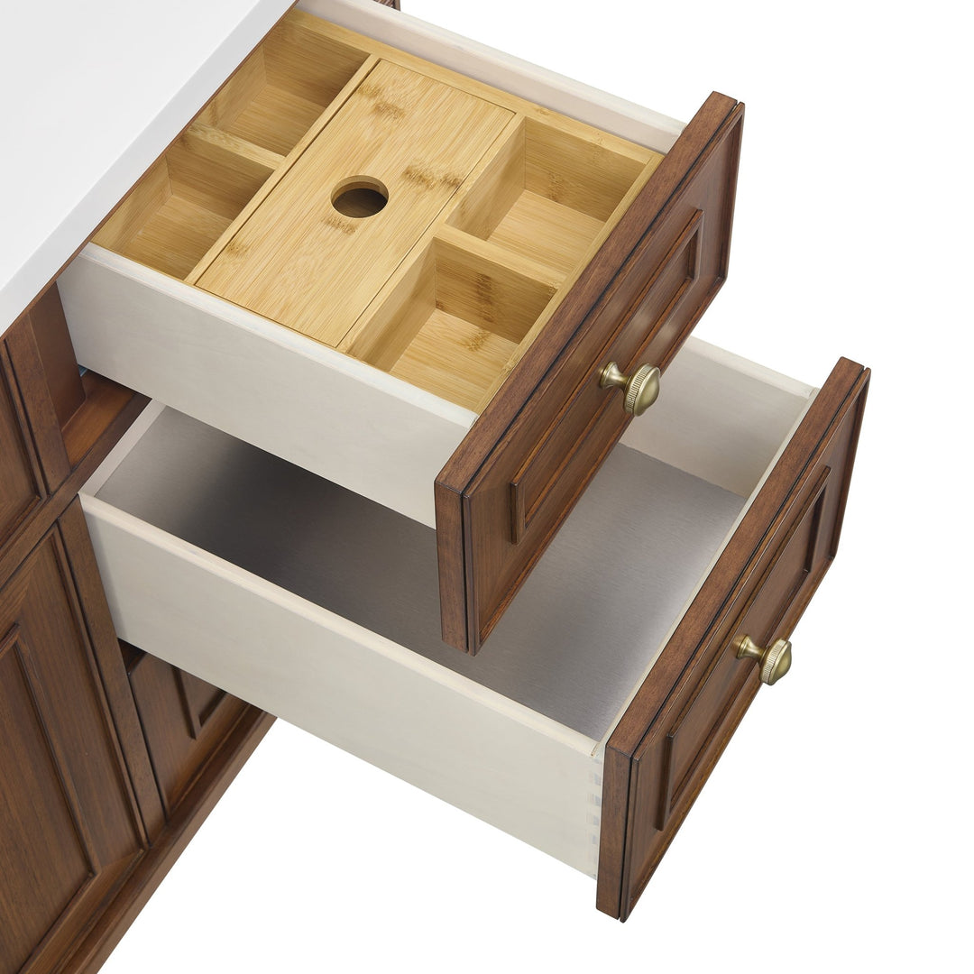 Lorelai 48" Single Vanity, Mid-Century Walnut w/ 3 CM Eternal Jasmine Pearl Silestone Top