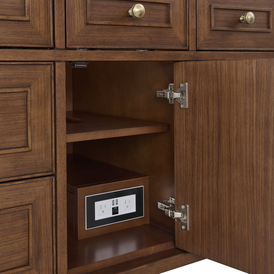 Lorelai 48" Single Vanity, Mid-Century Walnut w/ 3 CM Parisien Bleu Silestone Top