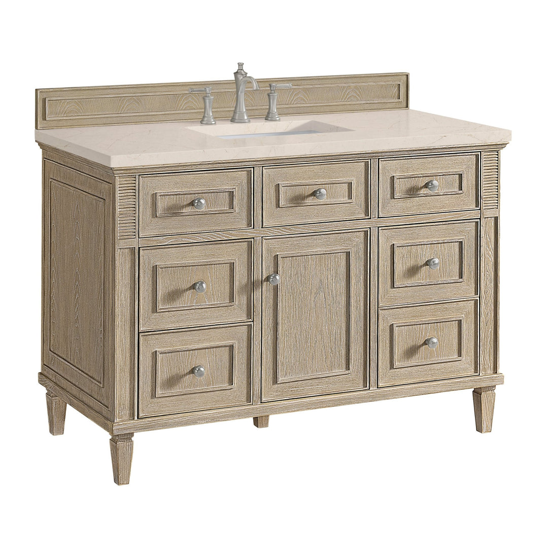 Lorelai 48" Single Vanity, Whitewashed Oak w/ 3 CM Eternal Marfil Silestone Top