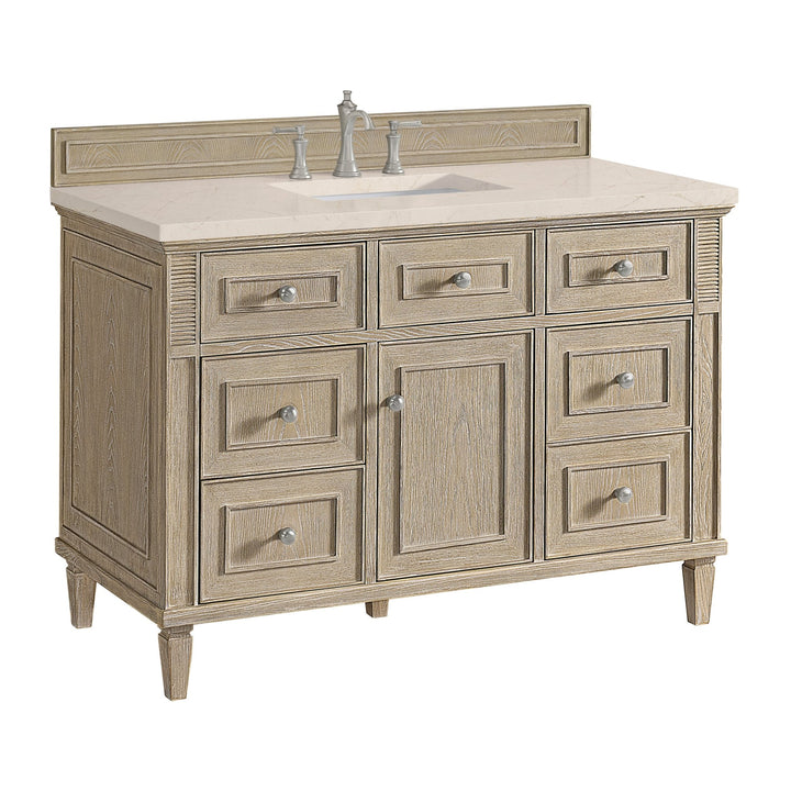 Lorelai 48" Single Vanity, Whitewashed Oak w/ 3 CM Eternal Marfil Silestone Top