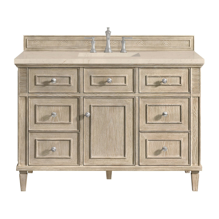 Lorelai 48" Single Vanity, Whitewashed Oak w/ 3 CM Eternal Marfil Silestone Top