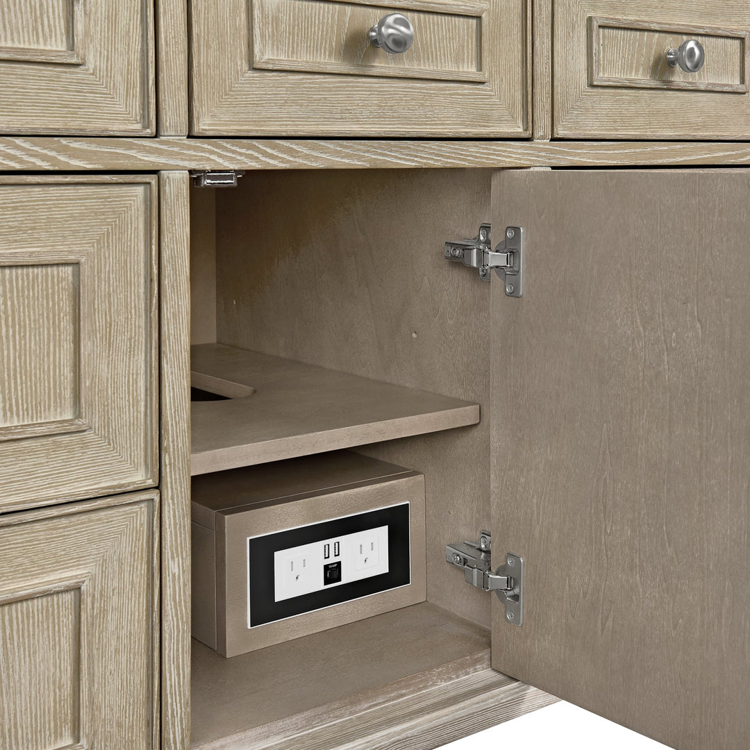 Lorelai 48" Single Vanity, Whitewashed Oak w/ 3 CM Parisien Bleu Silestone Top