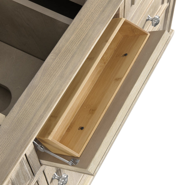 Lorelai 48" Single Vanity, Whitewashed Oak w/ 3 CM Victorian Silver Silestone Top w/FreePower Wireless Charger